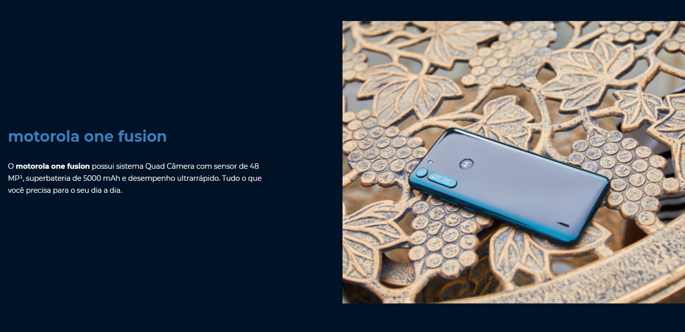 Smartphone Motorola One Fusion 64GB Dual Chip Câmera 48MP + 8 MP + 5 MP + 2 MP Tela 6,5